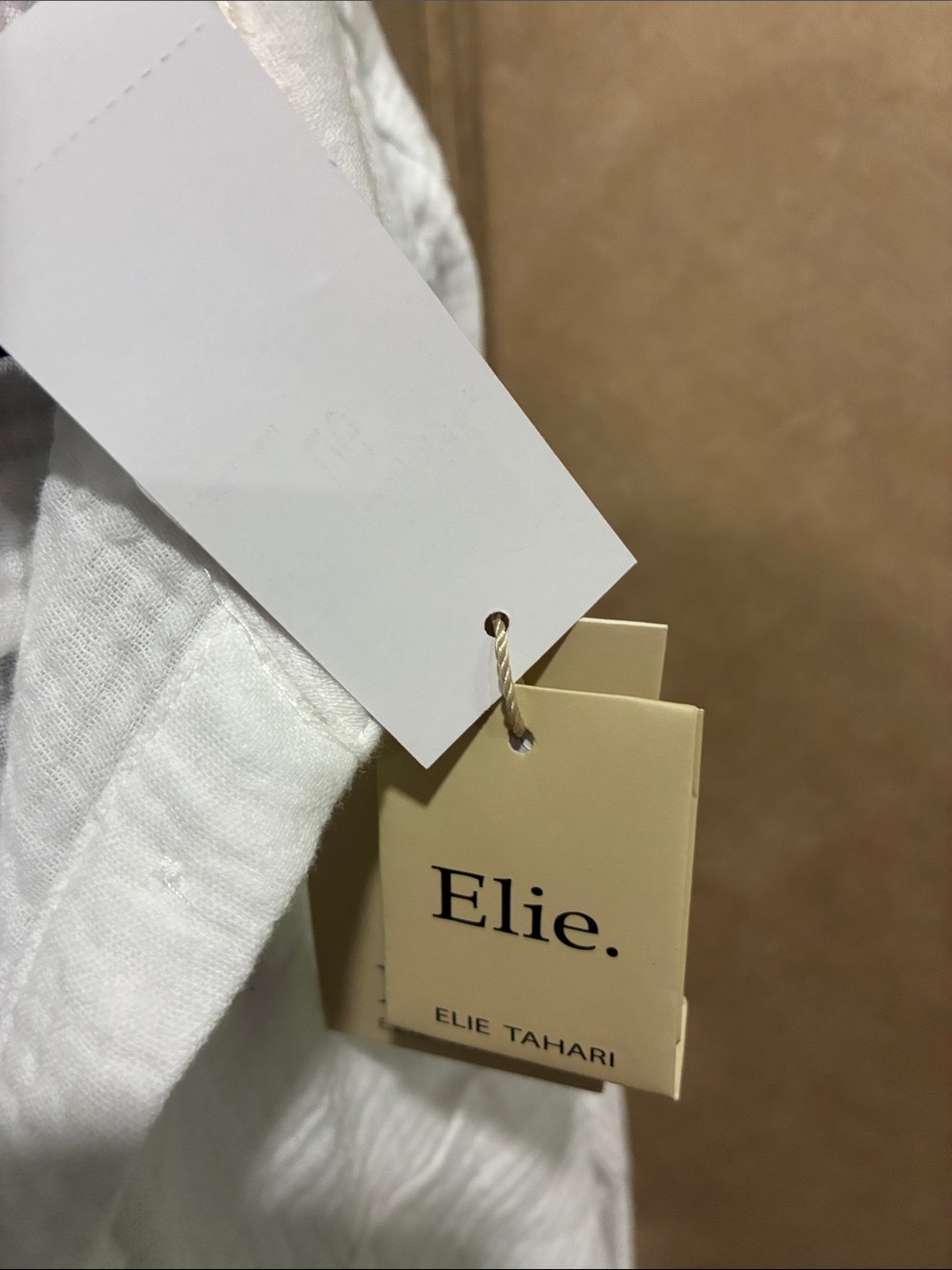 Elie Tahari White Textured Cotton Button-Down Shirt - Picture 12 of 14